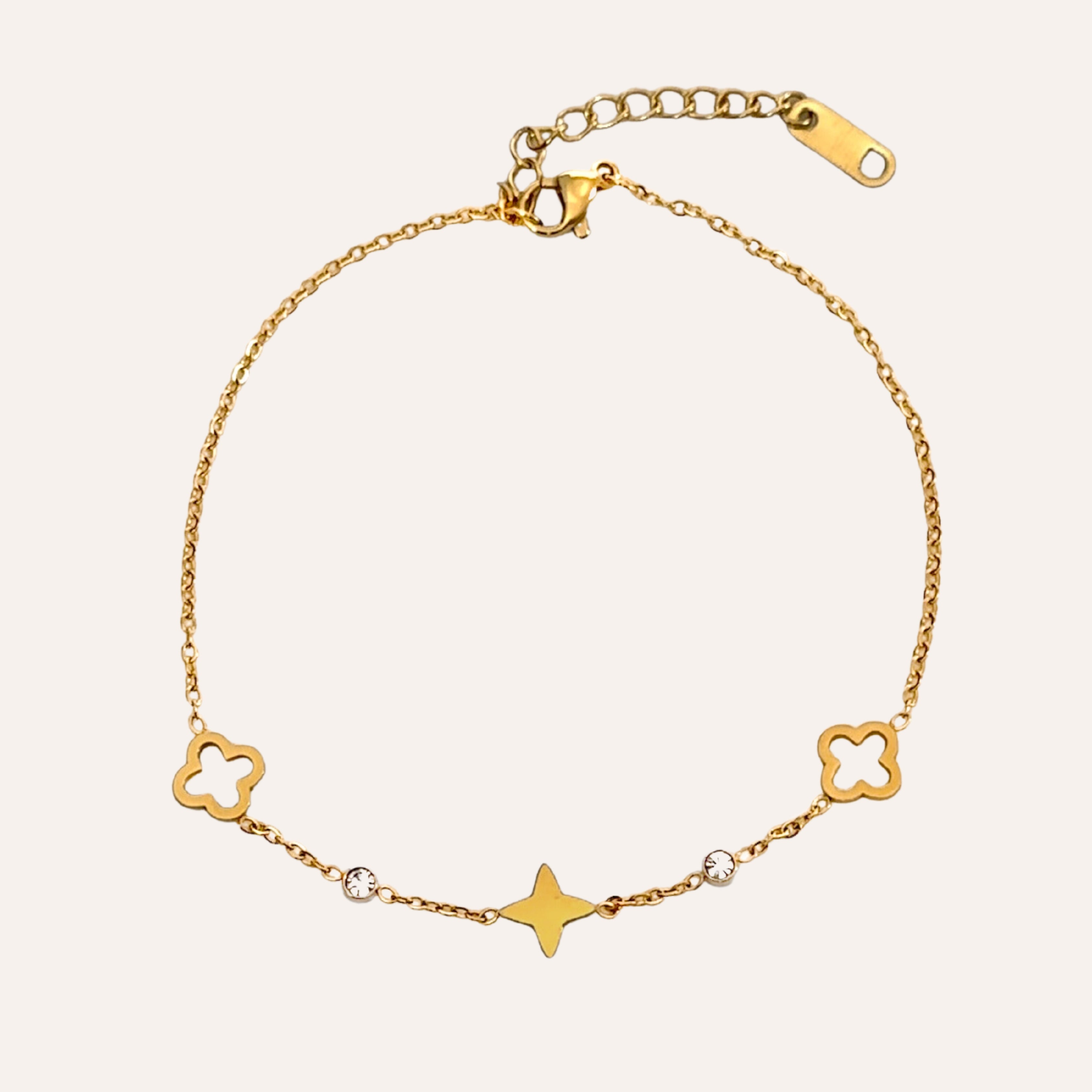 Léna | Bracelet de cheville en acier inoxydable et zircons