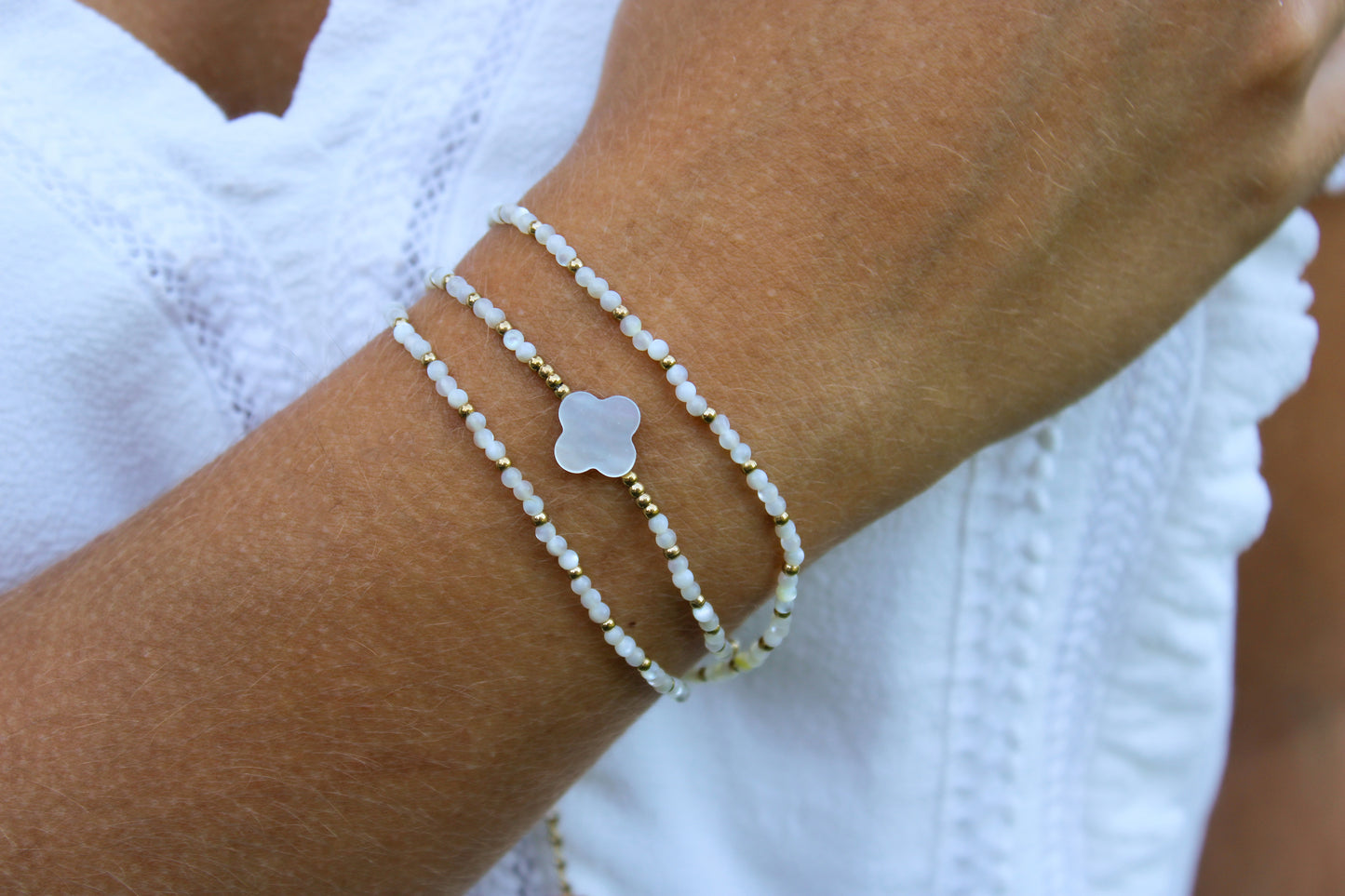 Louane | Bracelet en acier inoxydable et perles