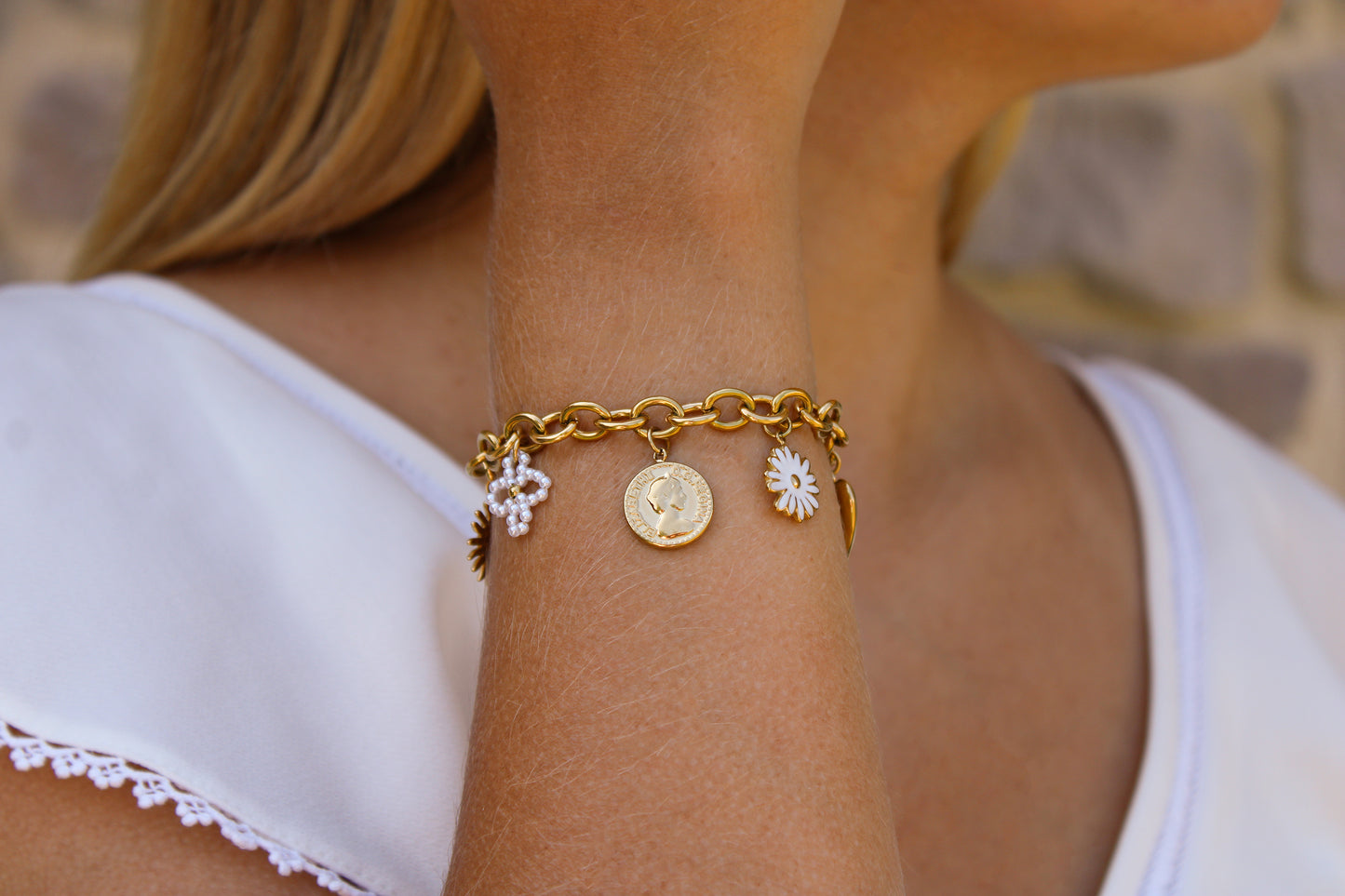 Louise | Bracelet breloques en acier inoxydable