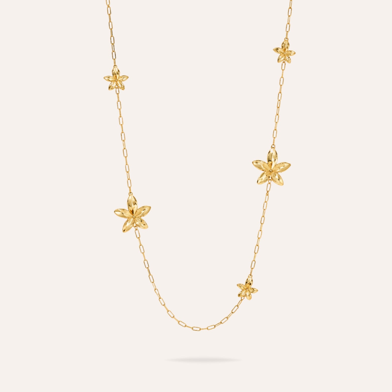 Lyne | Collier sautoir fleurs en acier inoxydable