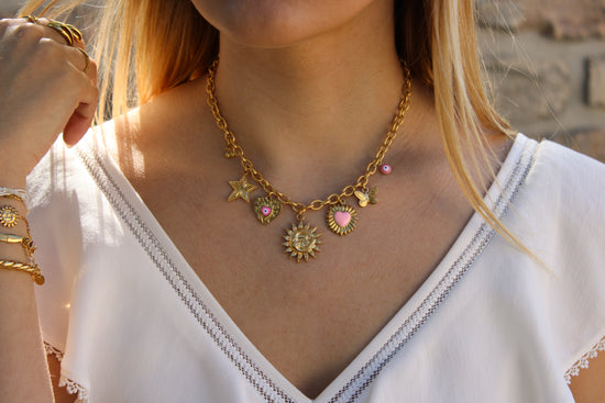 Lys | Collier charms fait main en acier inoxydable