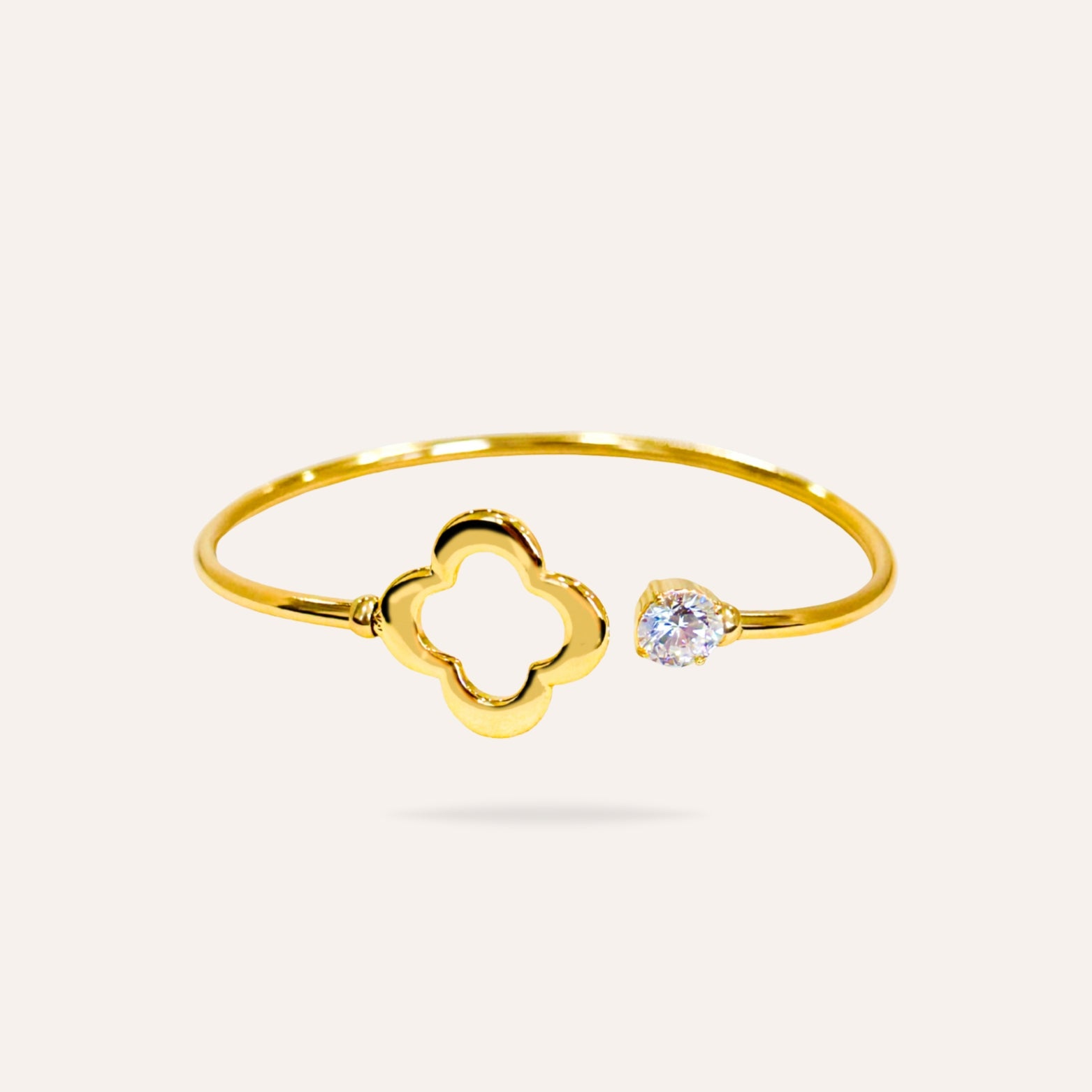 Maeva | Jonc trèfle en acier inoxydable et zircons