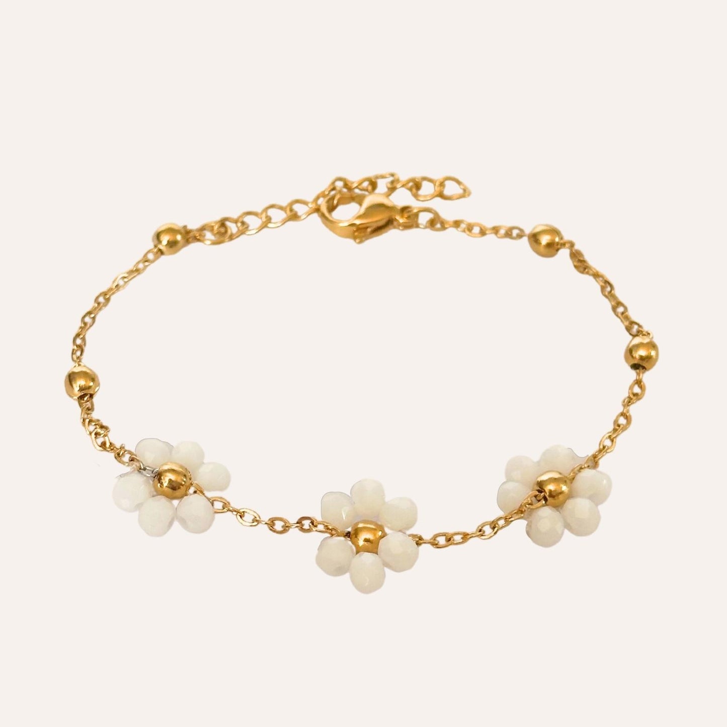 Marguerite | Bracelet en acier inoxydable et perles