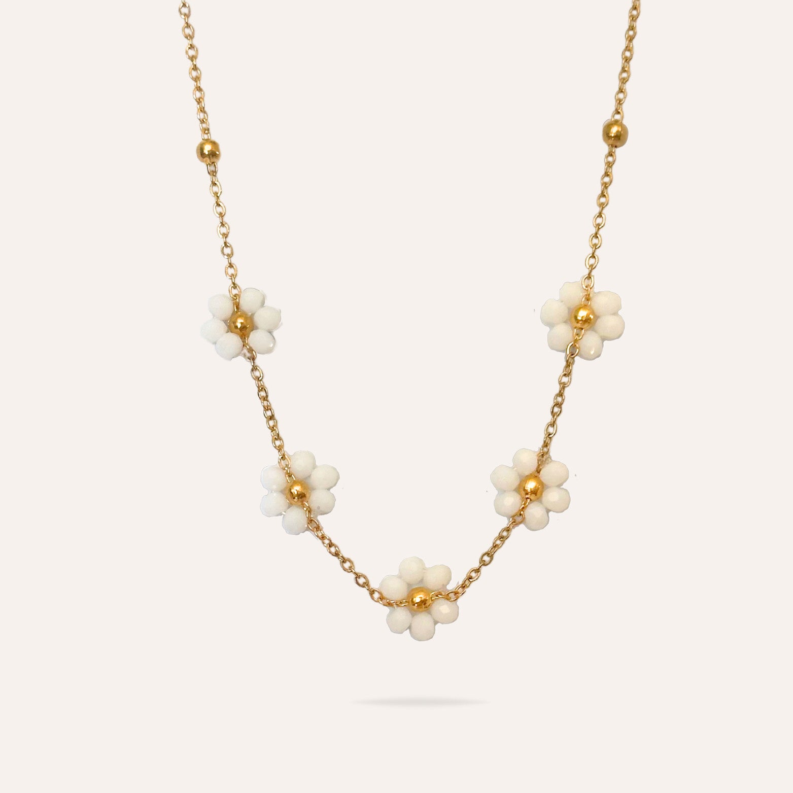 Marguerite | Collier en acier inoxydable et perles