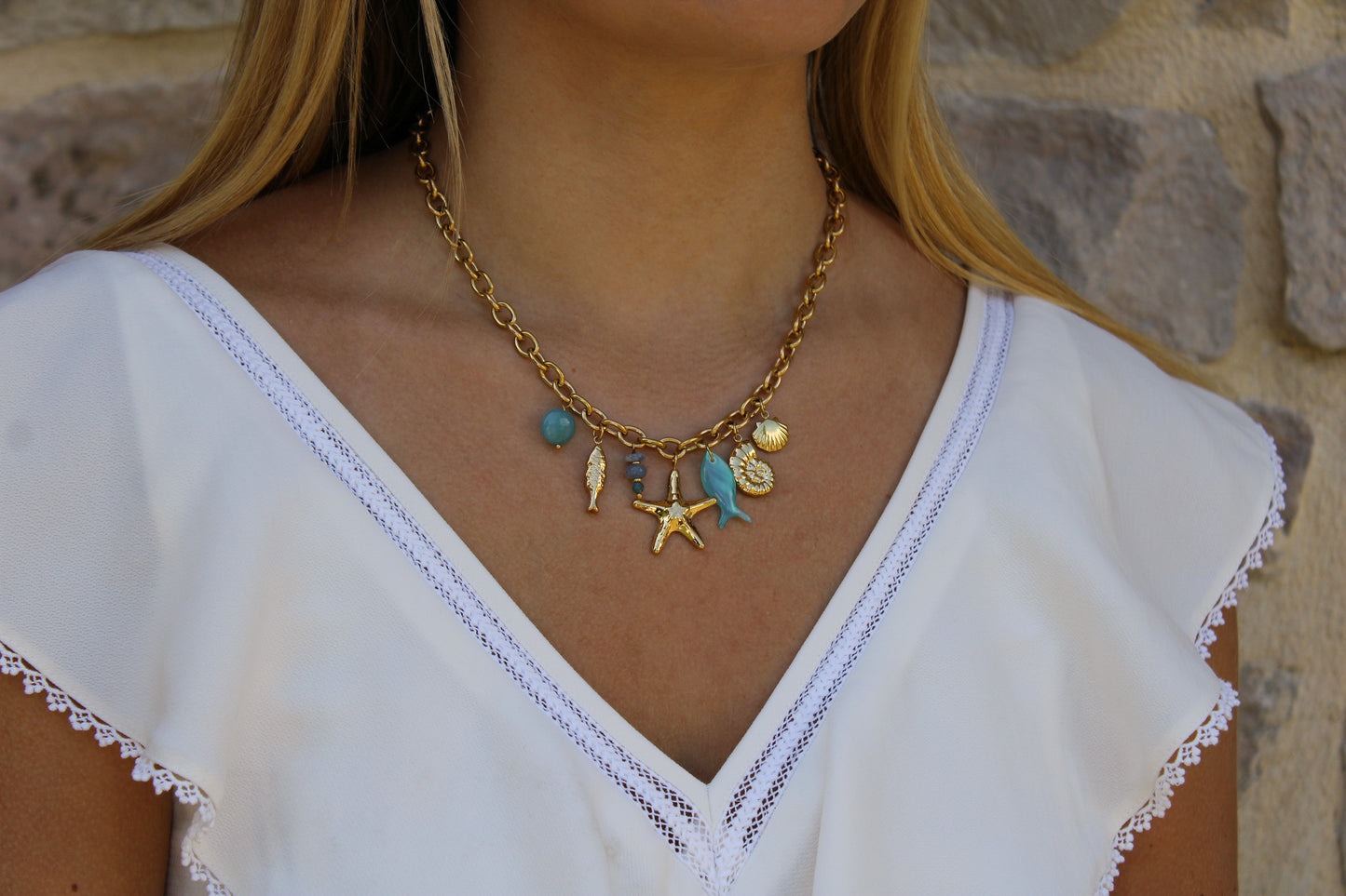Marina | Collier breloques en acier inoxydable
