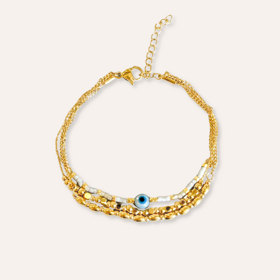 Mykonos | Bracelet en acier inoxydable et perles