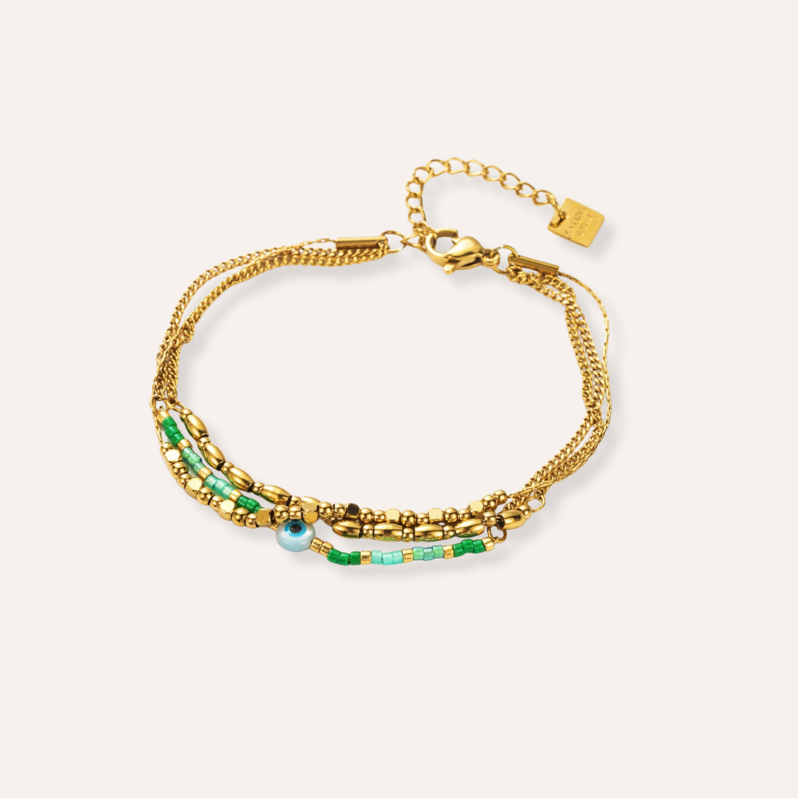 Mykonos | Bracelet en acier inoxydable et perles