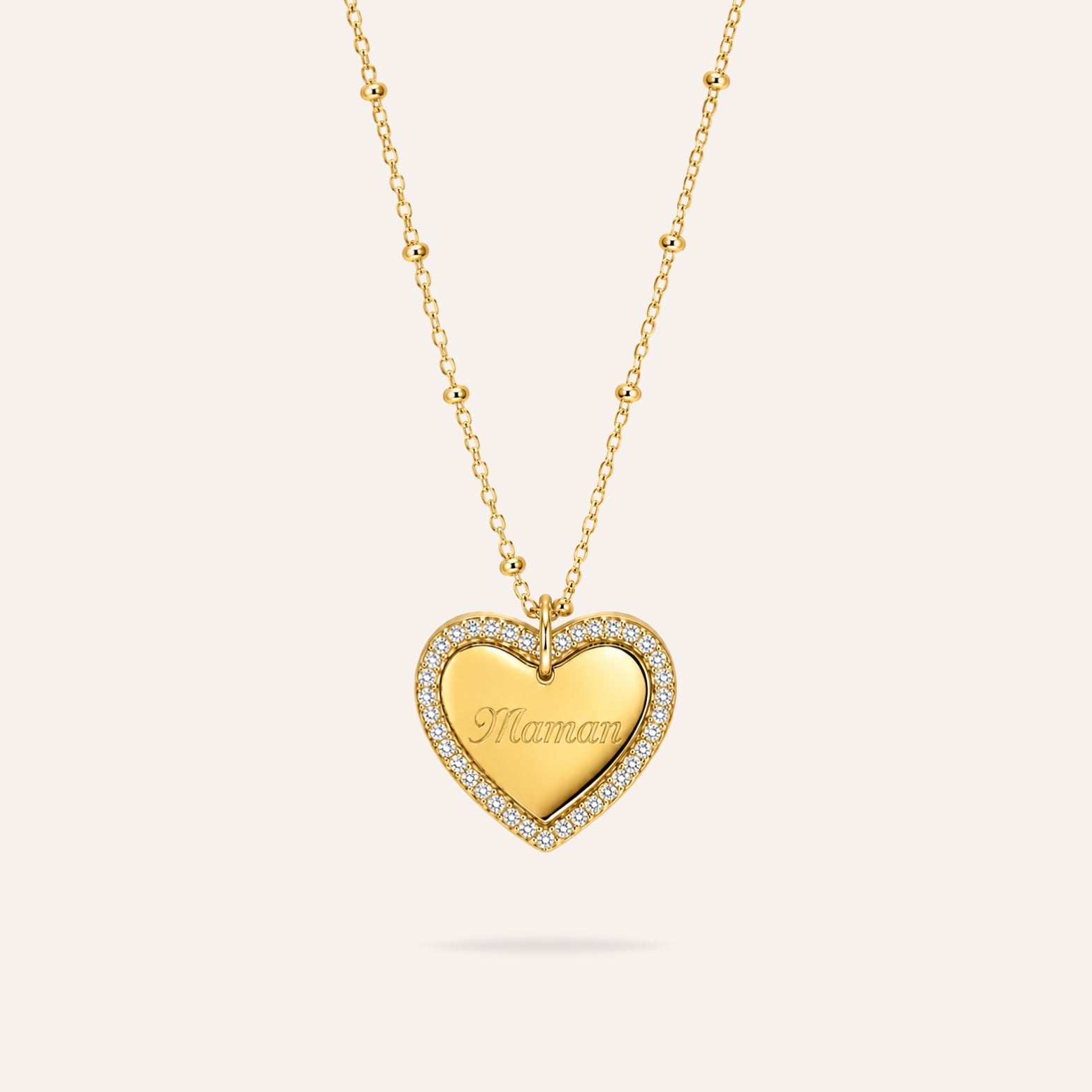 Mon cœur | Collier gravure personnalisée en acier inoxydable et zircons
