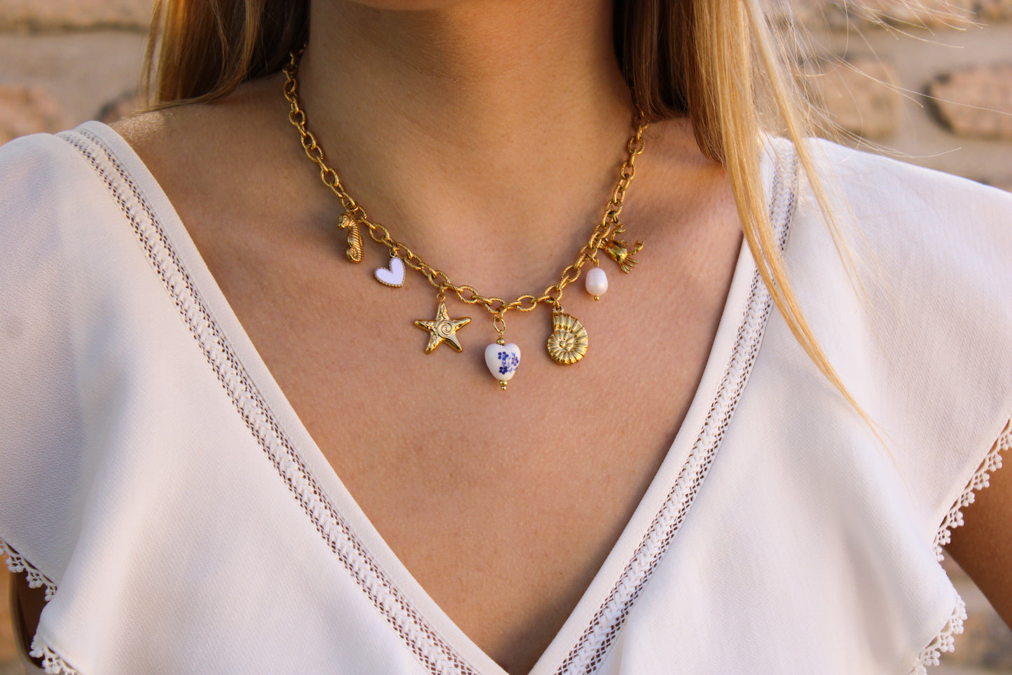 Palm | Collier charms fait main en acier inoxydable