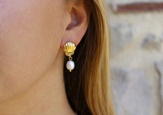 Palmyre | Boucles d'oreilles en acier inoxydable et perles