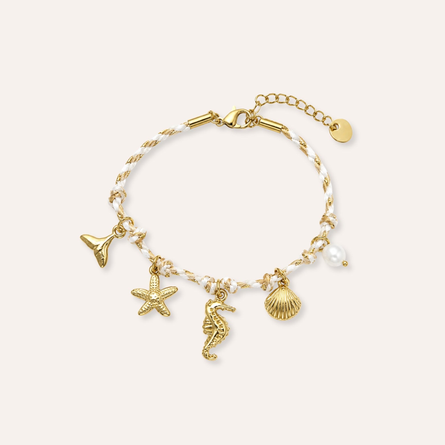 Paula | Bracelet breloques en cordon et acier inoxydable