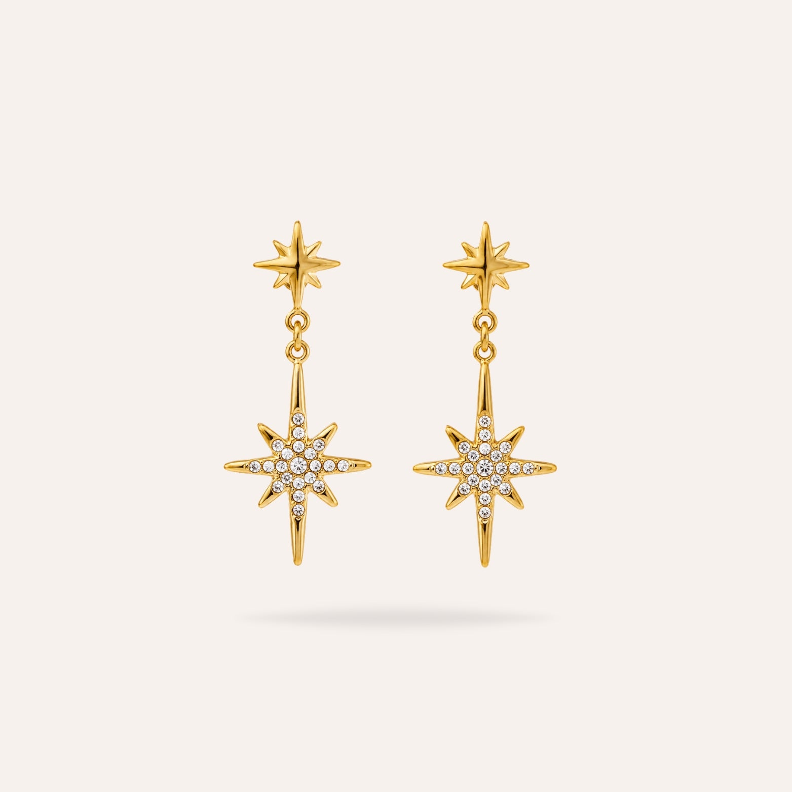 Pivoine | Boucles d'oreilles en acier inoxydable et zircons