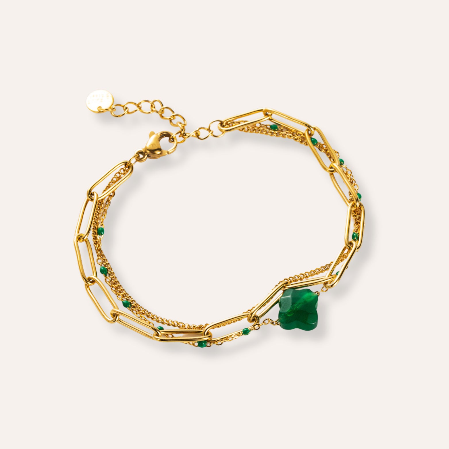 Romane | Bracelet multirangs en acier inoxydable et pierre naturelle