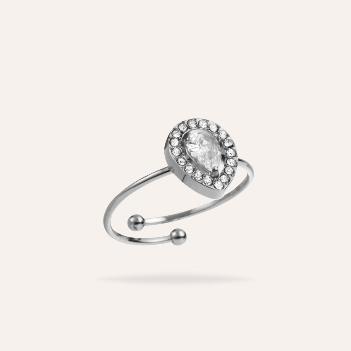 Rose | Bague en acier inoxydable et zircons