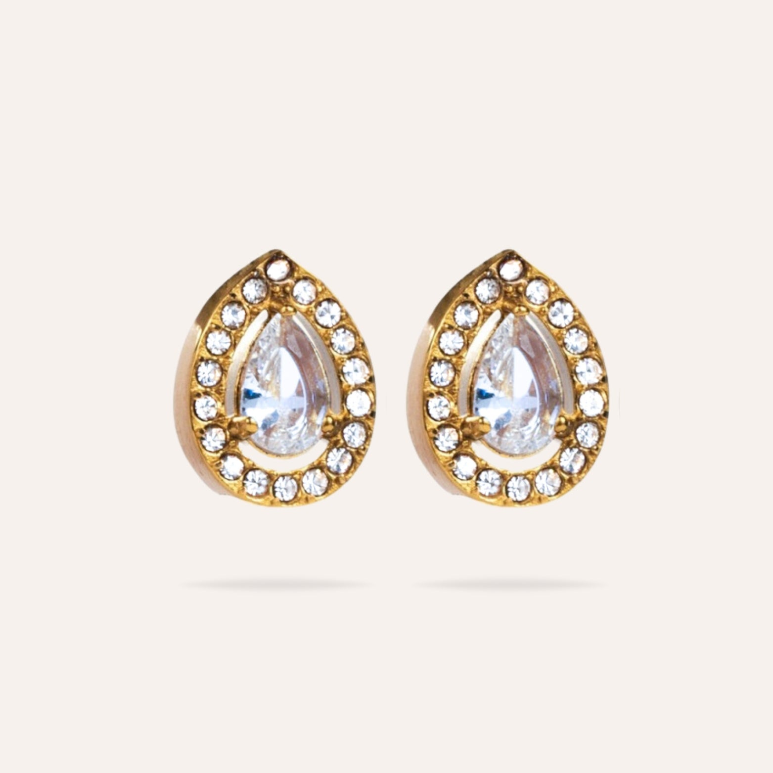 Rose | Boucles d'oreilles gouttes en acier inoxydable et zircons