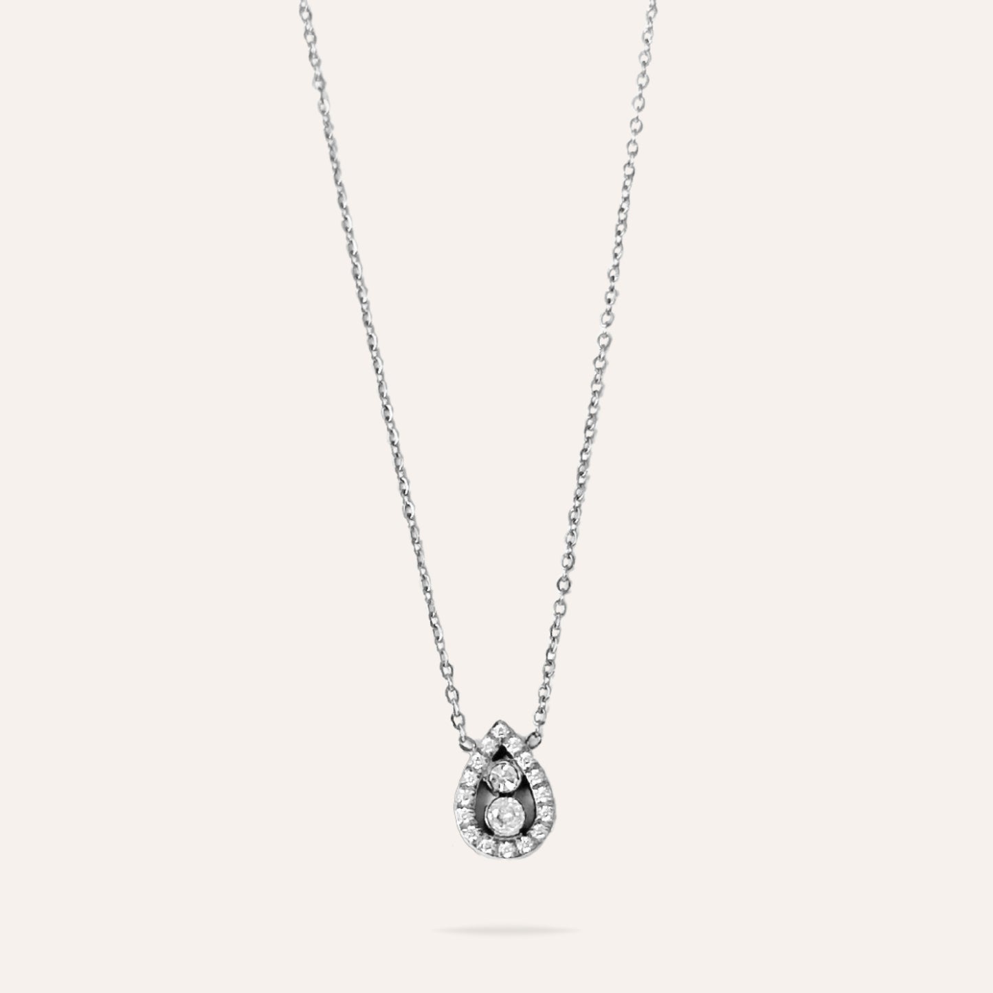 Rose | Collier goutte en acier inoxydable et zircons