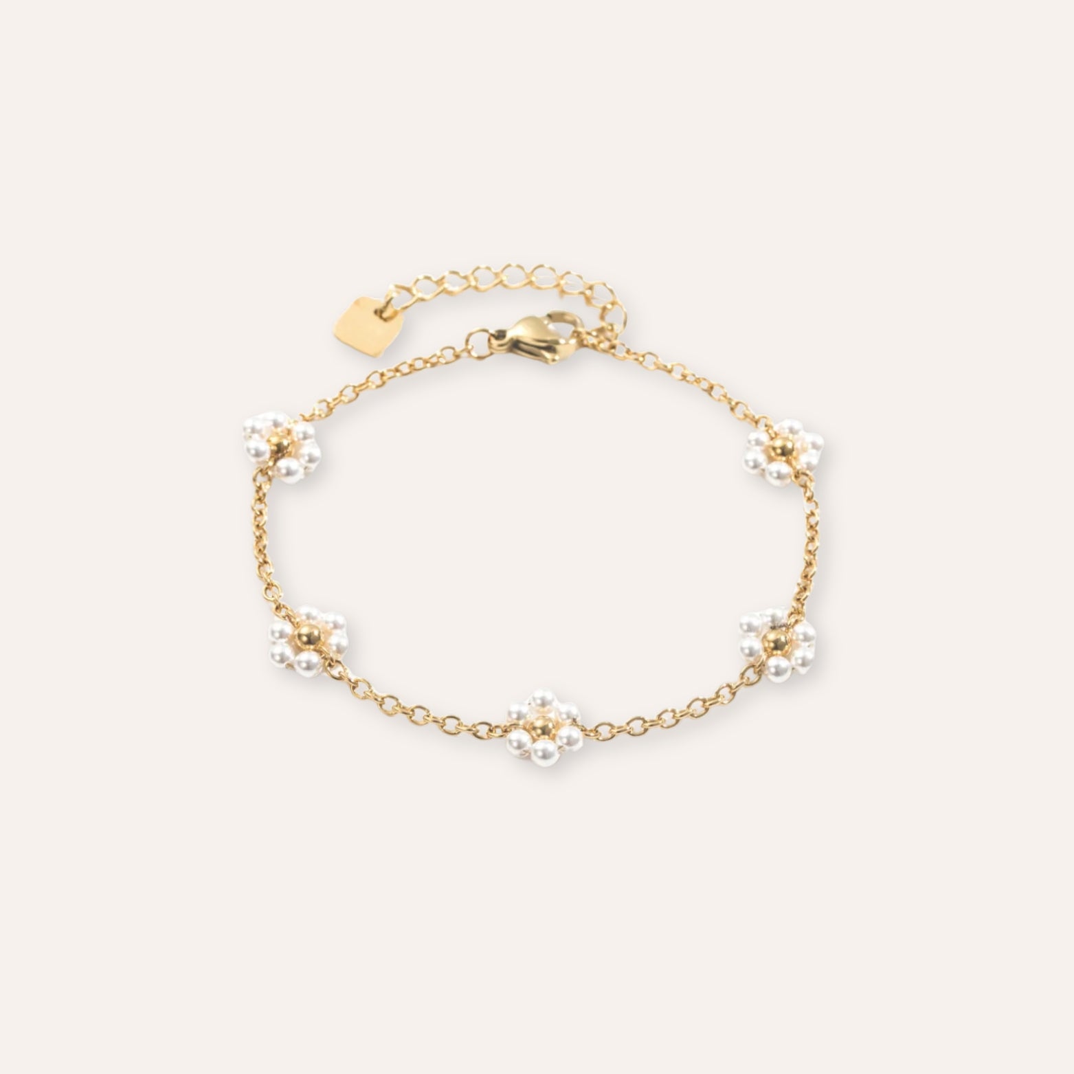 Rosie | Bracelet fleurs en acier inoxydable et perles