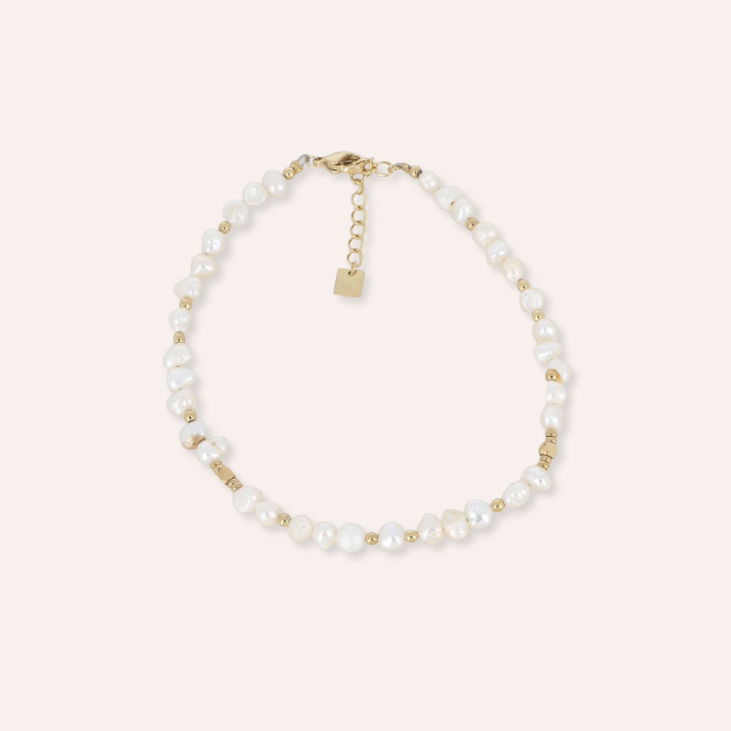 Sofia | Bracelet de cheville en perles d'eau douce et acier inoxydable