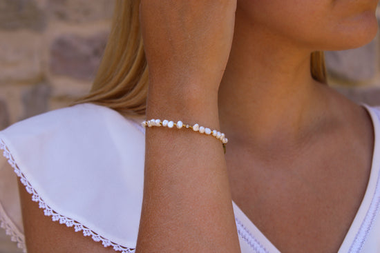 Sofia | Bracelet en perles d'eau douce et acier inoxydable