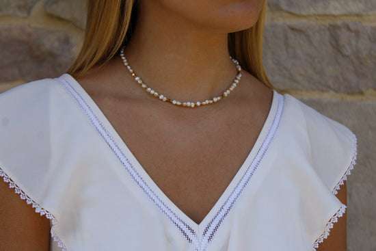 Sofia | Collier en perles d'eau douce et acier inoxydable