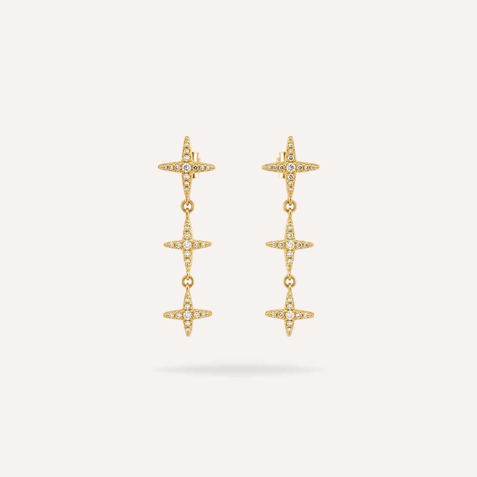 Stary | Boucles d'oreilles étoiles en acier inoxydable et zircons