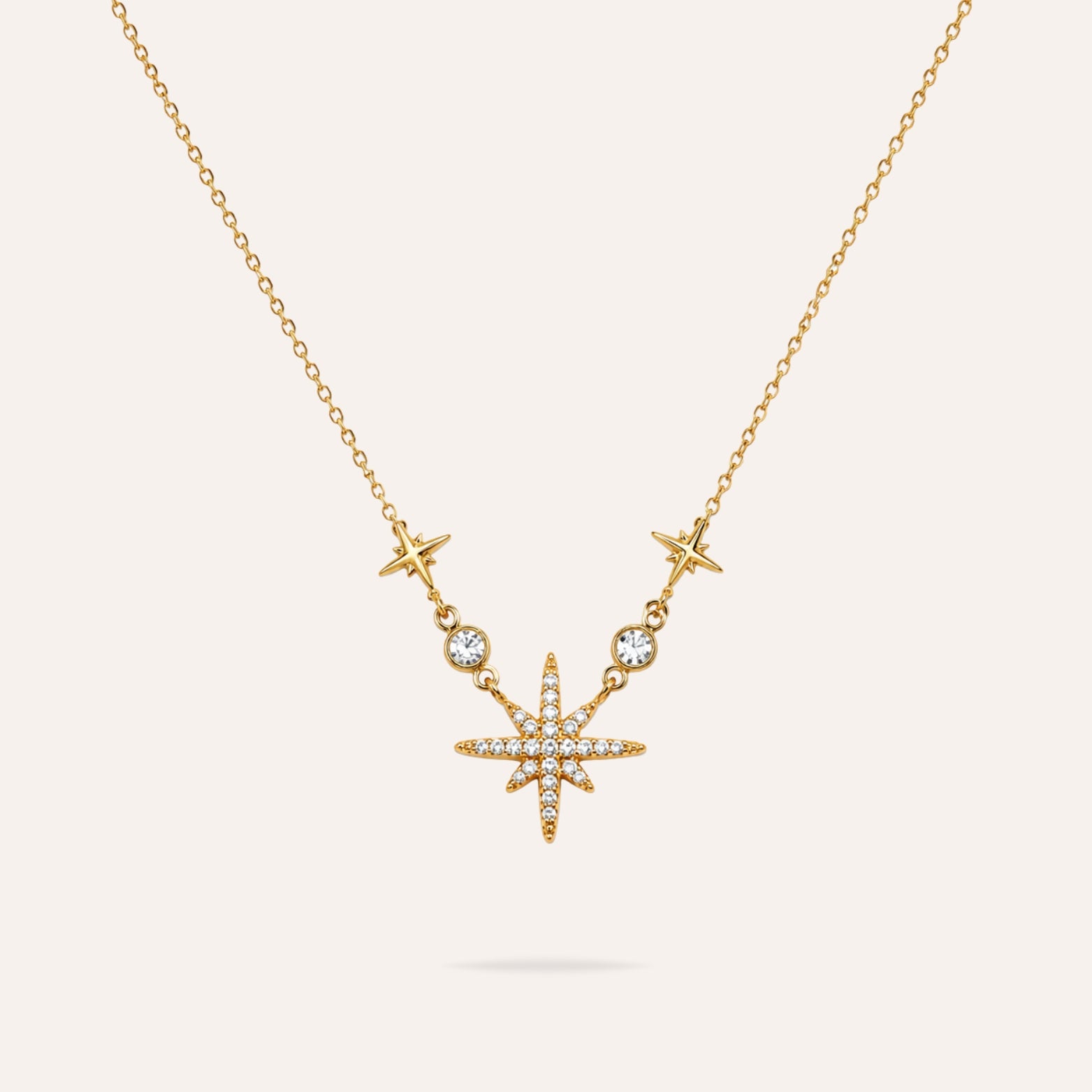 Stary | Collier étoile en acier inoxydable et zircons