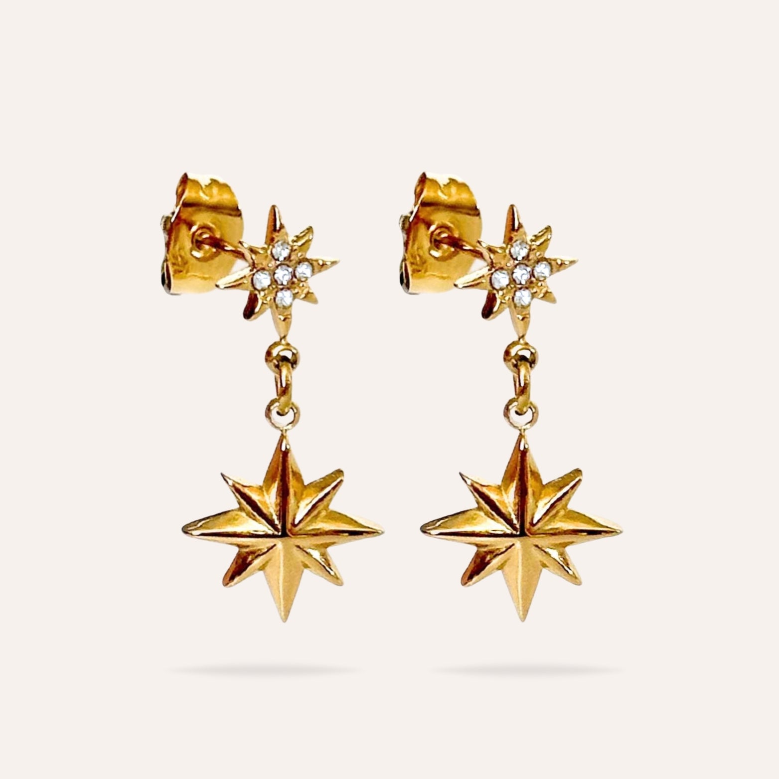 Stella | Boucles d'oreilles en acier inoxydable et zircons