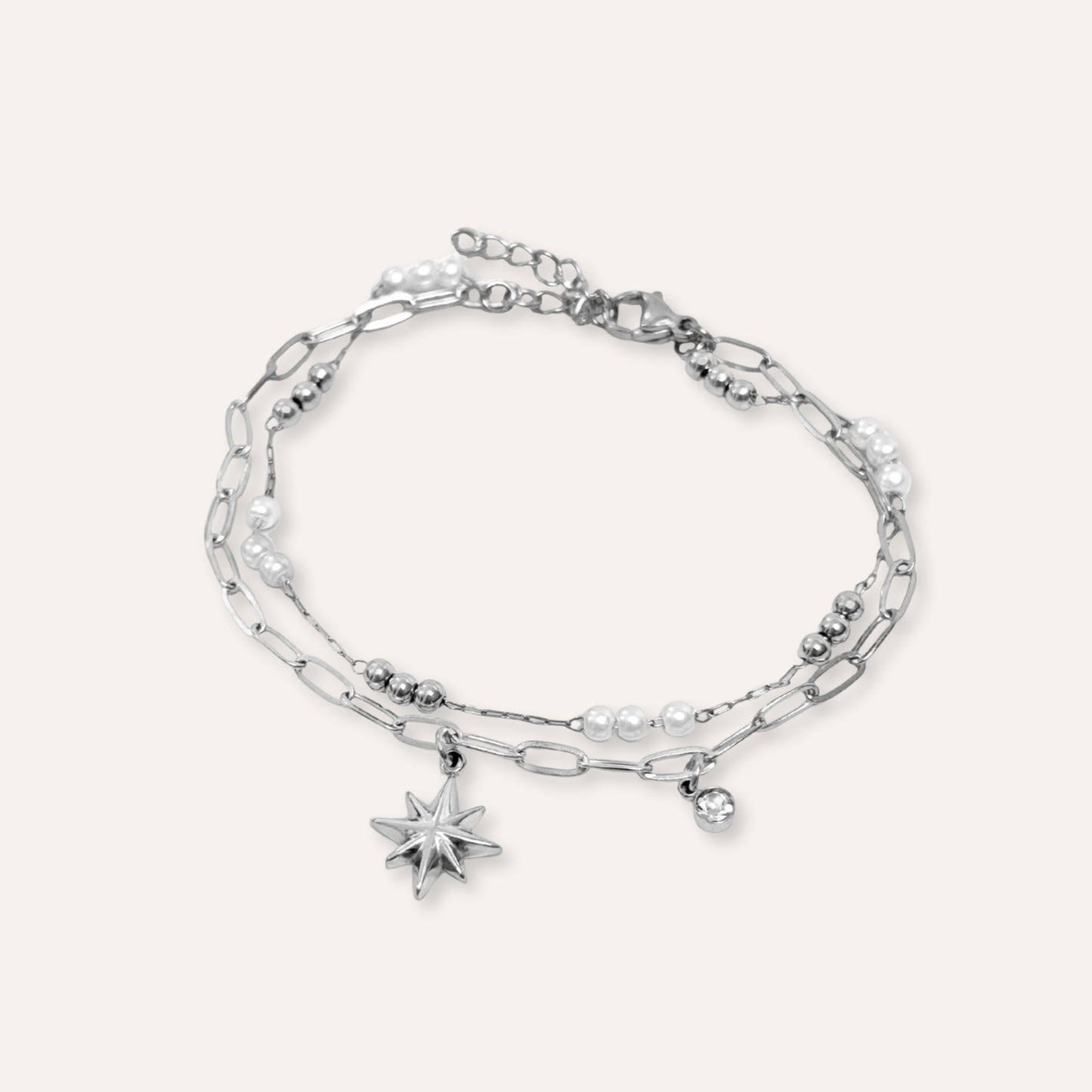 Stella | Bracelet en acier inoxydable et perles
