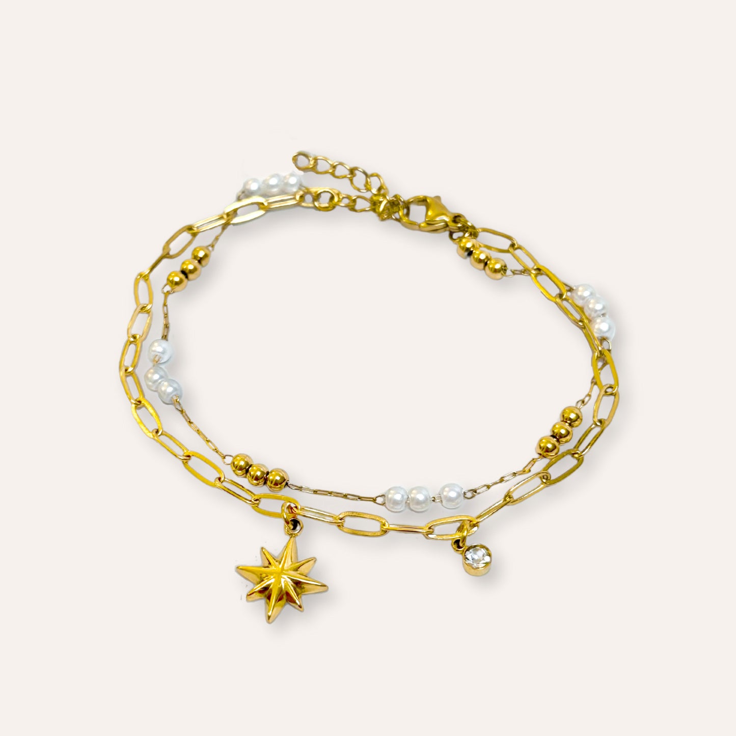 Stella | Bracelet en acier inoxydable et perles