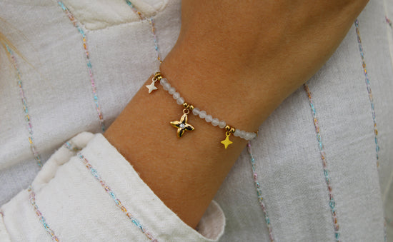 Sun | Bracelet en acier inoxydable et perles