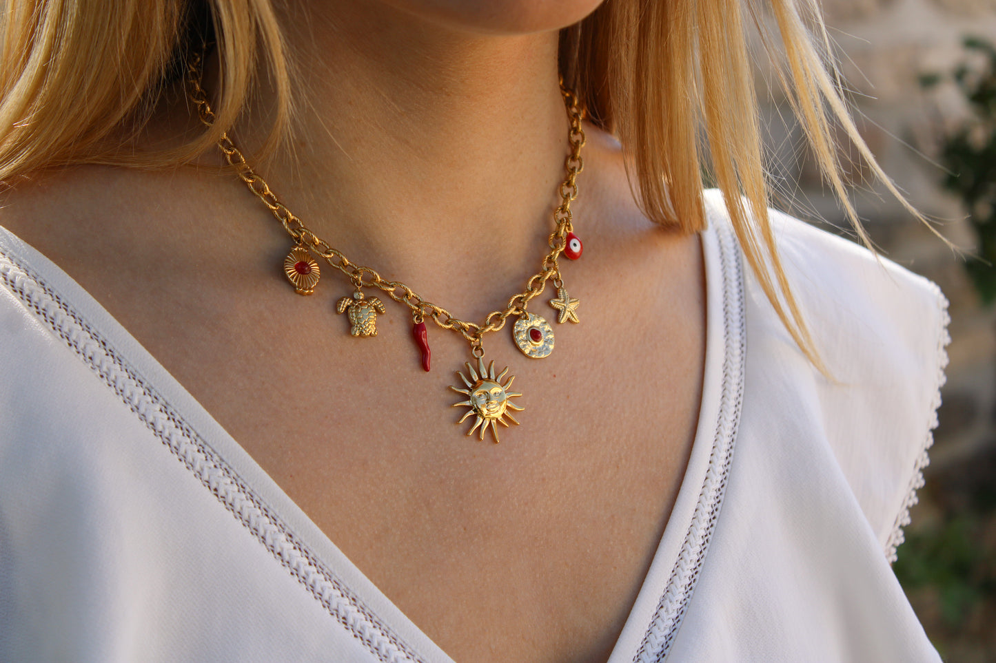 Sunset | Collier charms fait main en acier inoxydable
