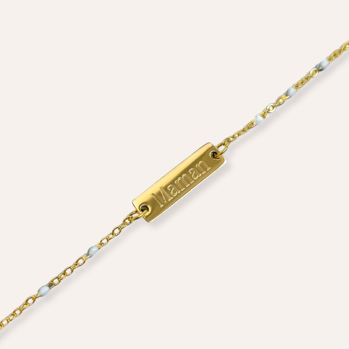 Sincérité | Bracelet gravure personnalisée en acier inoxydable et perles résine