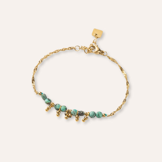Victoria | Bracelet en acier inoxydable et perles de pierre