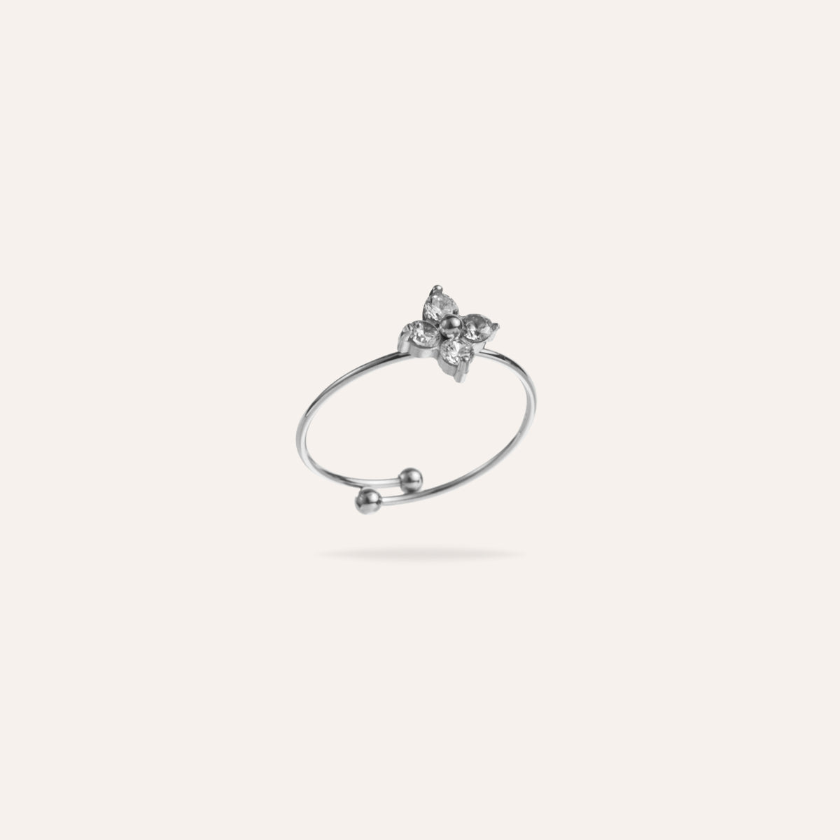 Violette | Bague en acier inoxydable et zircons