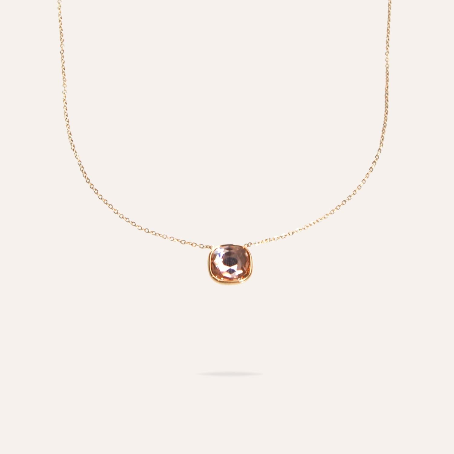 Zélie | Collier en acier inoxydable doré et cristal de verre