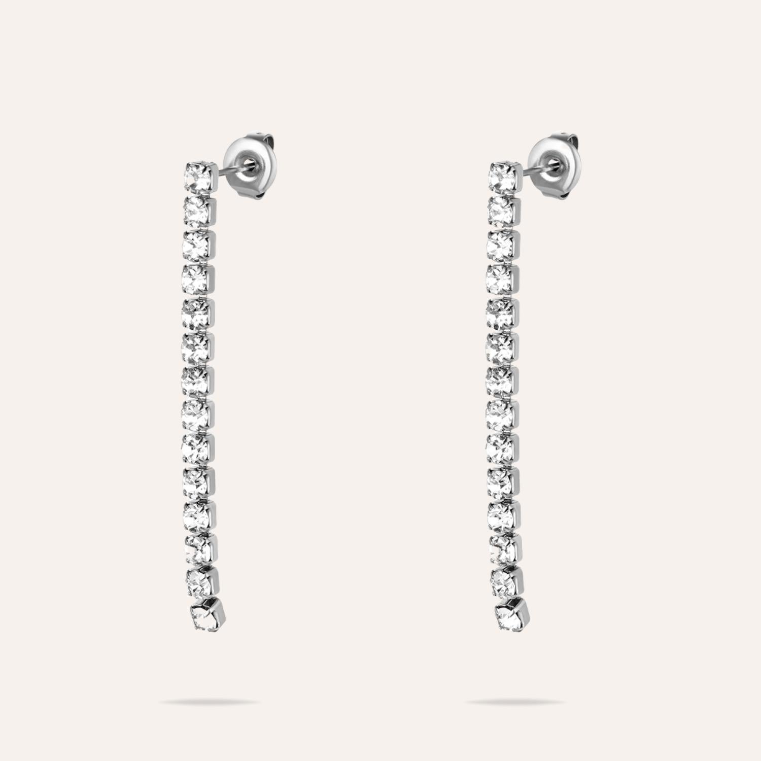 Marie | Boucles d'oreilles en acier inoxydable et zircons
