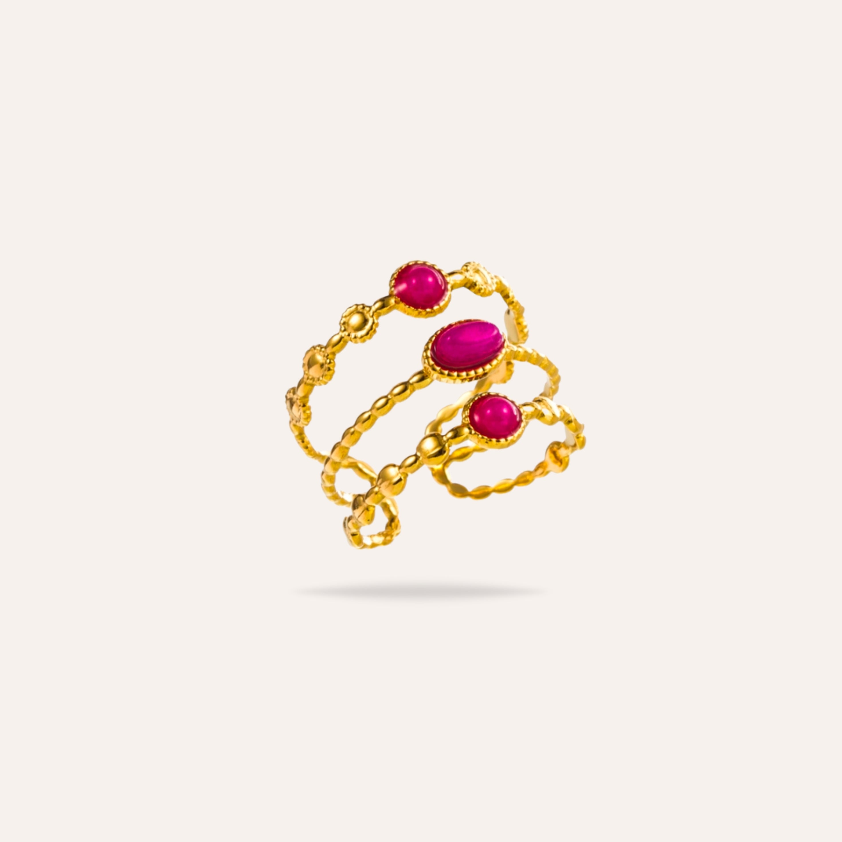 Mia | Bague en acier inoxydable et pierre naturelle