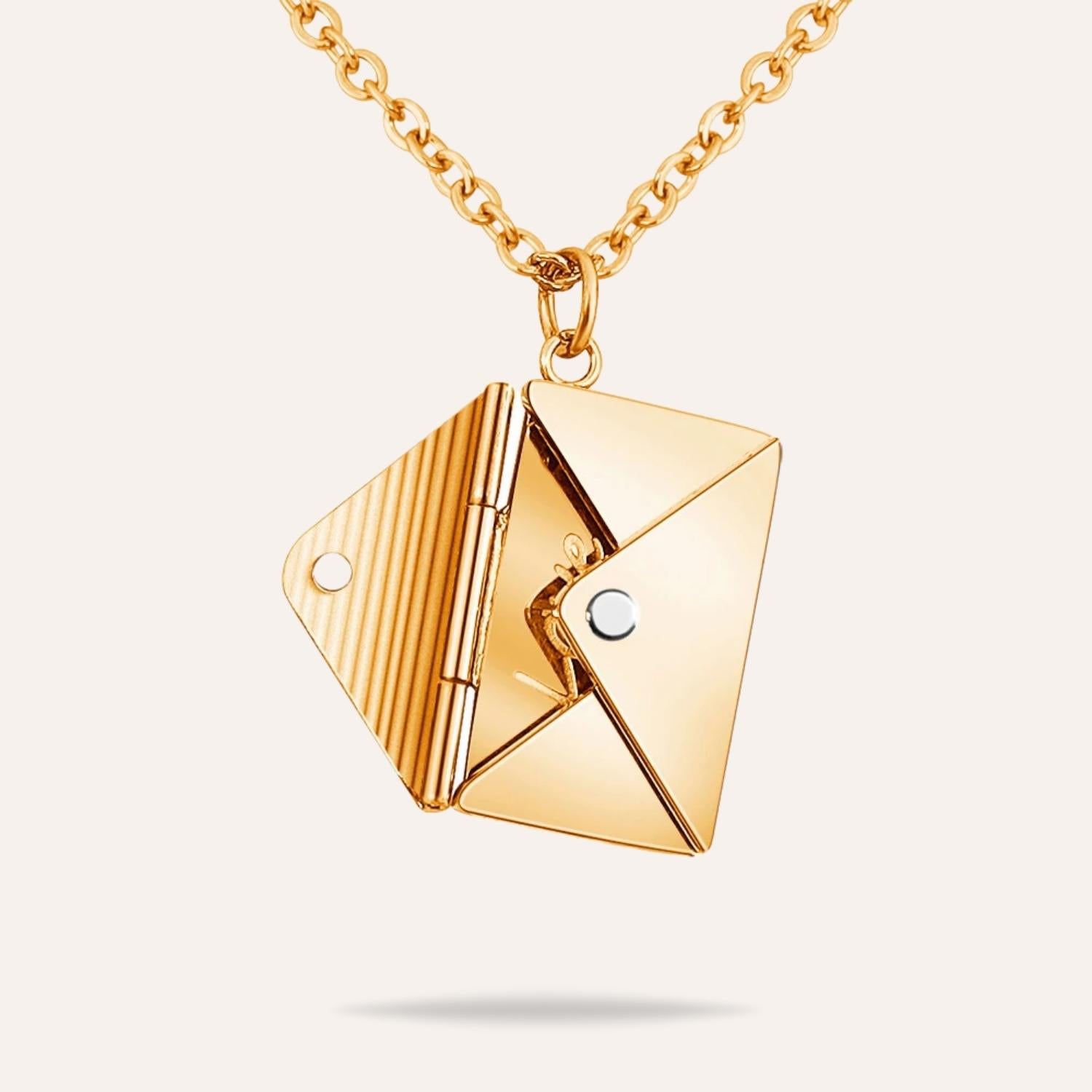 Message secret ♡ | Collier enveloppe "Love You" en acier inoxydable
