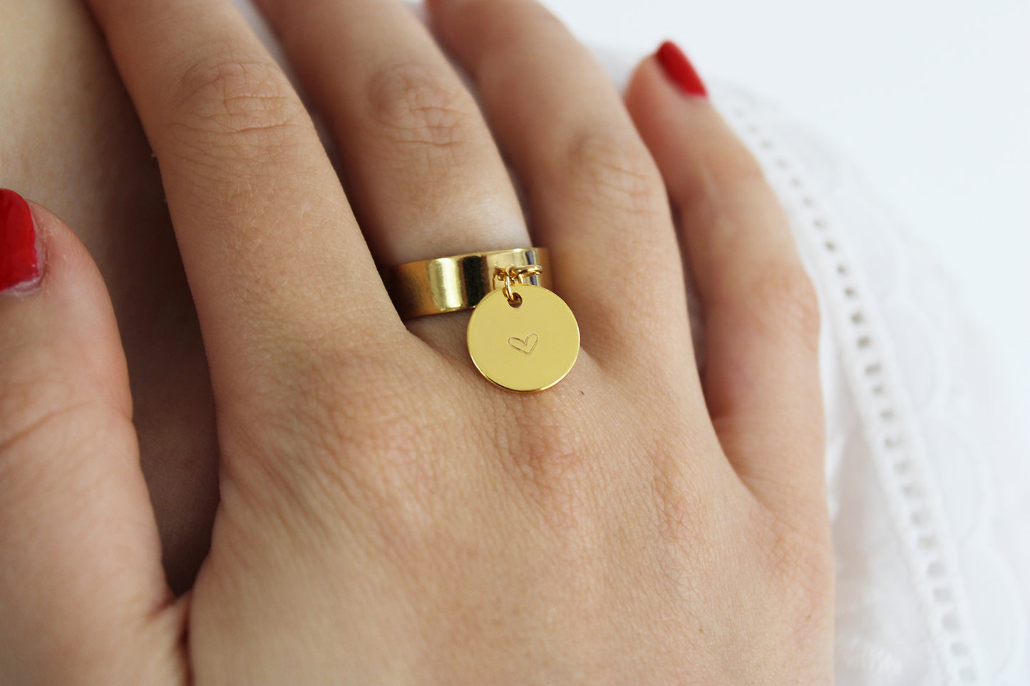 Mon cœur | Bague avec breloque en acier inoxydable