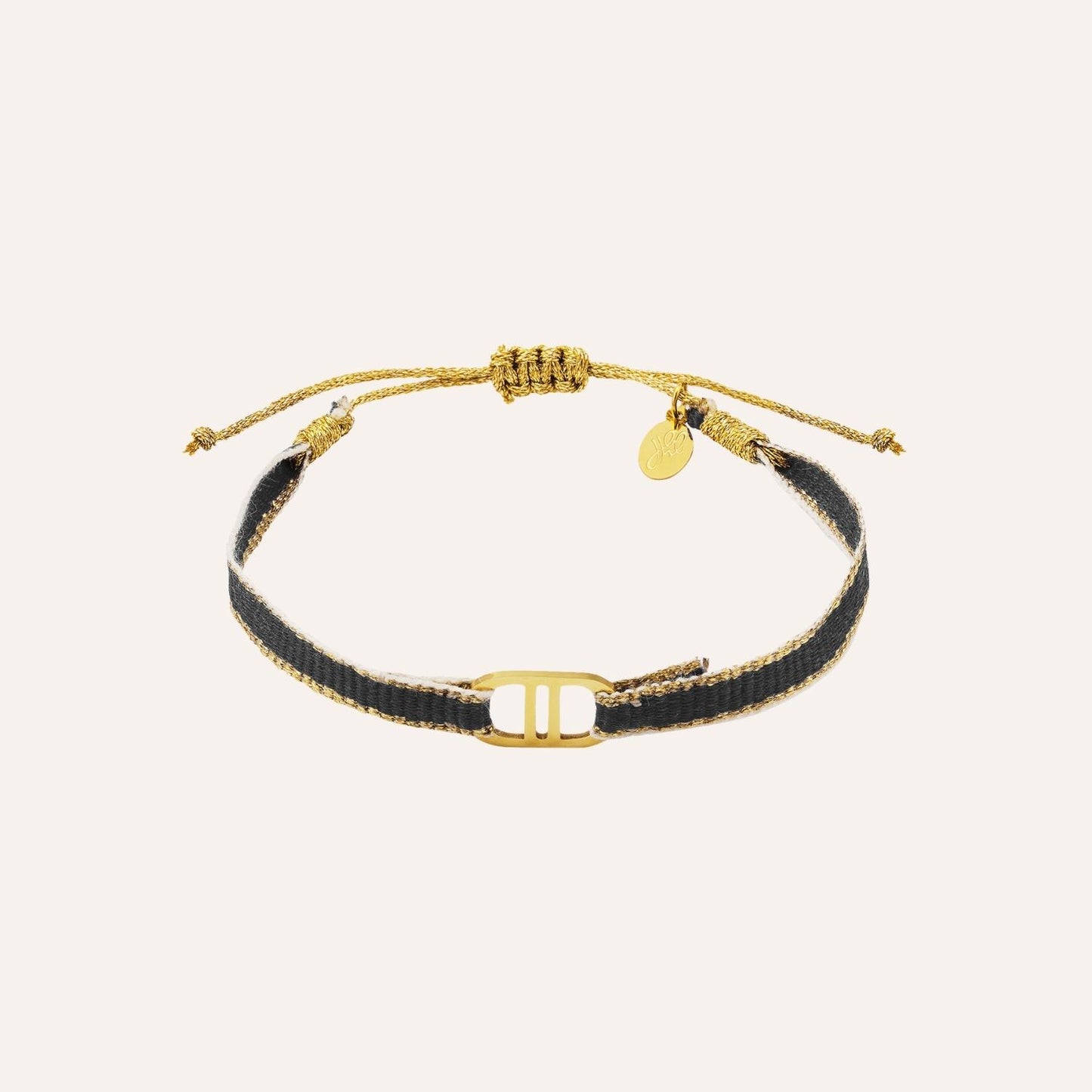Selena | Bracelet en tissu et acier inoxydable noir